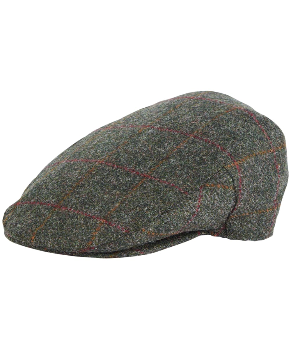 View Mens Barbour Wool Crieff Flat Cap Olive Red Check 6 78 56cm information