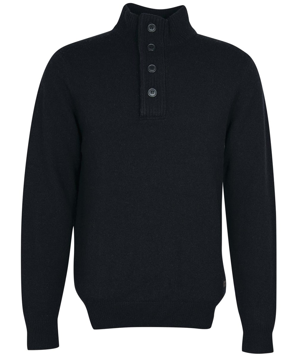 View Mens Barbour Patch Half Button Lambswool Sweater Black UK XXL information