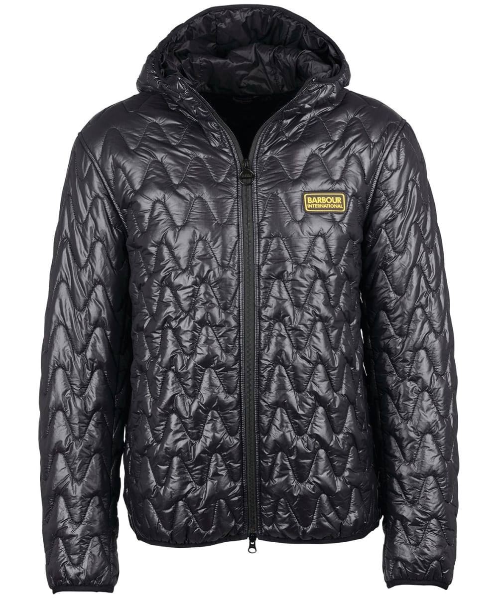 View Mens Barbour International Wave Hooded Quilted Jacket Black UK XXL information
