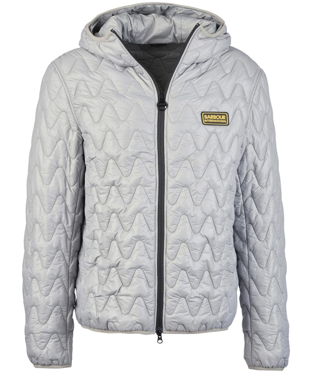 View Mens Barbour International Wave Hooded Quilted Jacket Battle Ship Grey UK XXL information