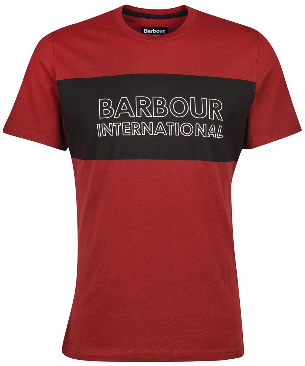 View Mens Barbour International Panel Logo Tee Wine UK L information