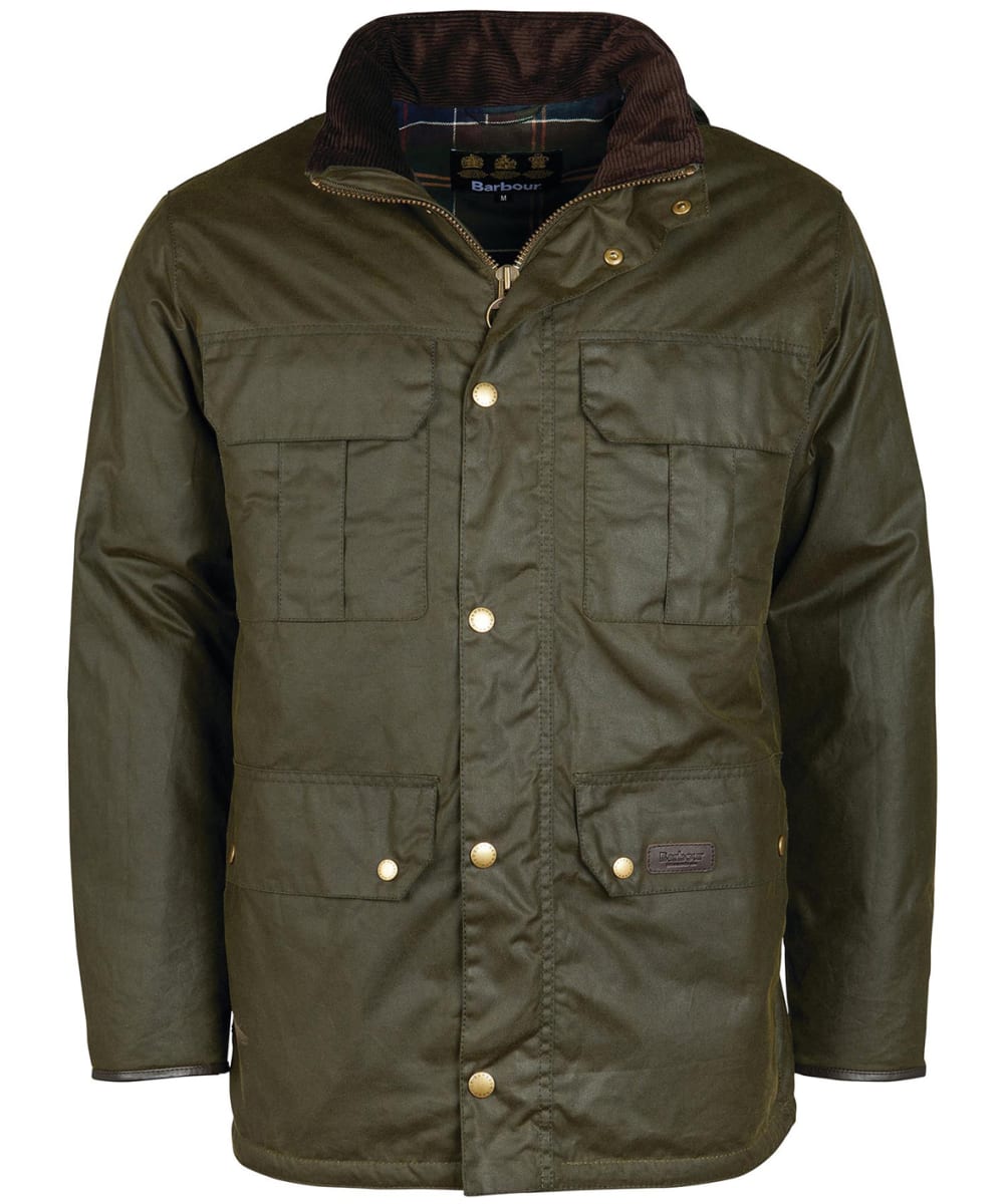 View Mens Barbour Malcolm Wax Jacket Archive Olive UK S information