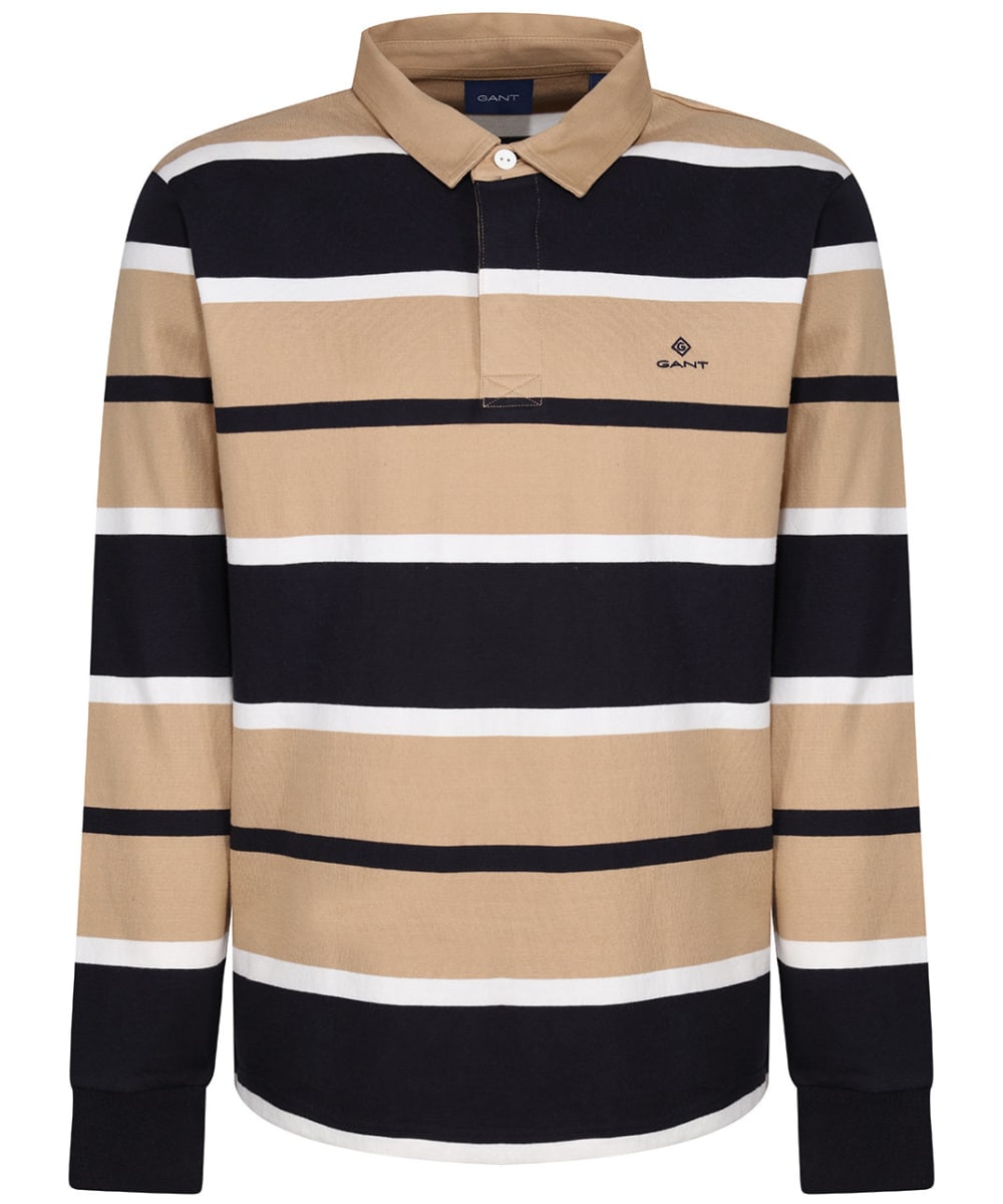 View Mens GANT Stripe Rugger Shirt Hazelwood Beige UK XL information