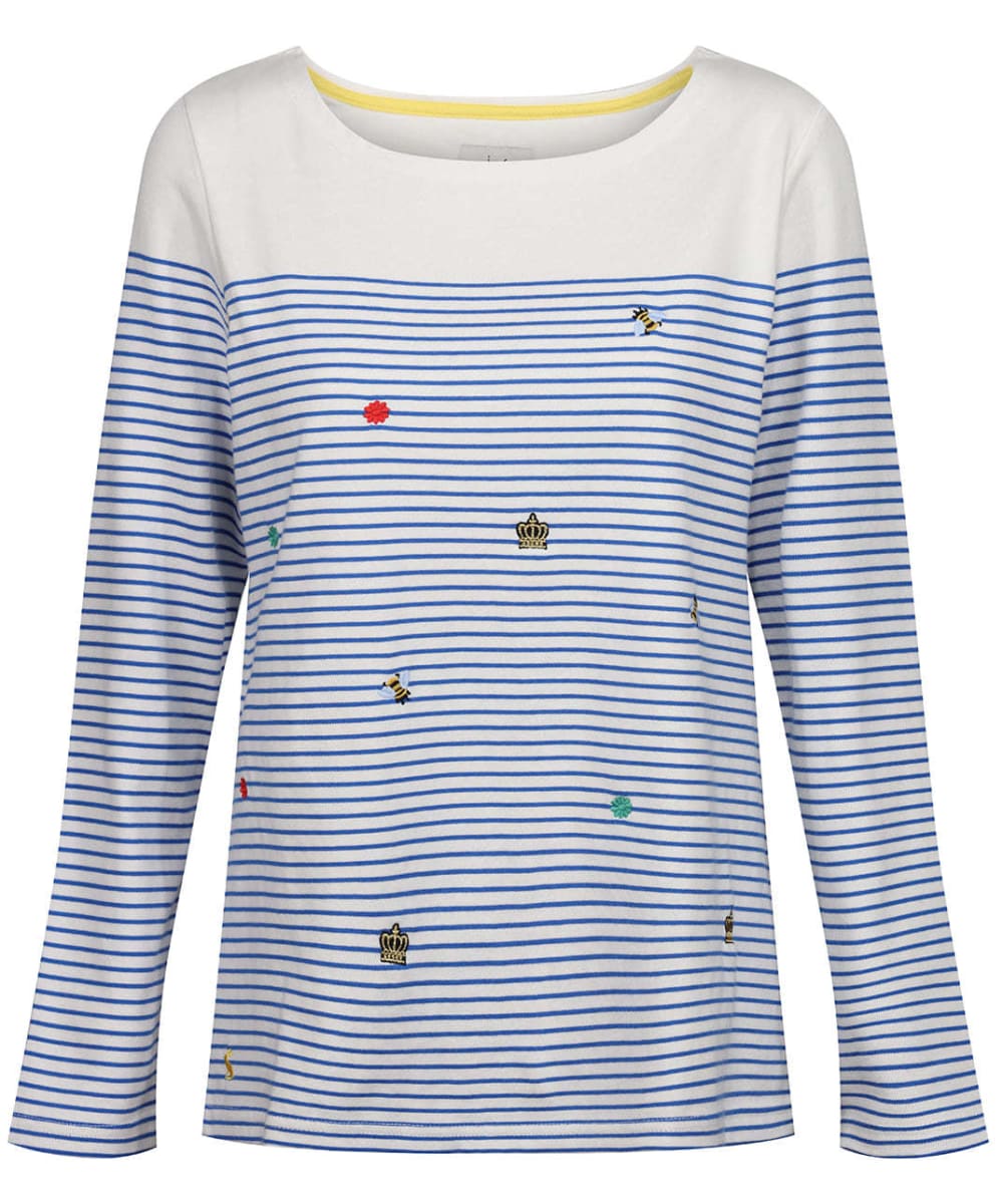 View Womens Joules Harbour Embroidered Top Bees Stripe Embroidered UK 16 information