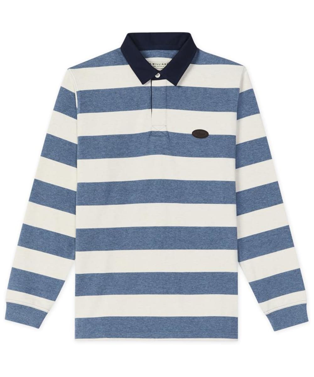 View Mens RM Williams Tweedale Rugby Shirt Blue White UK L information
