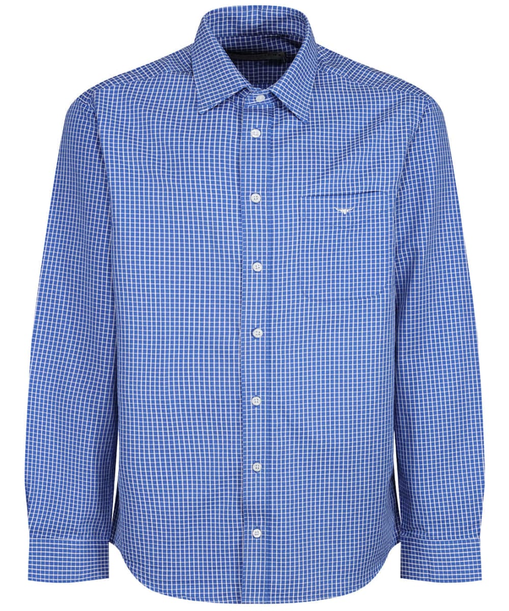 View Mens RM Williams Collins Checked Cotton Shirt White Blue UK S information