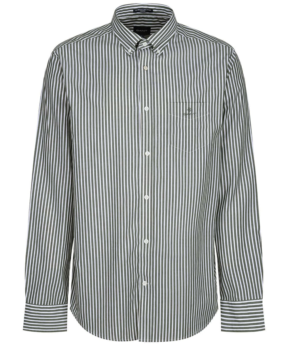 View Mens GANT Regular Fit Broadcloth Stripe Shirt Storm Green UK S information