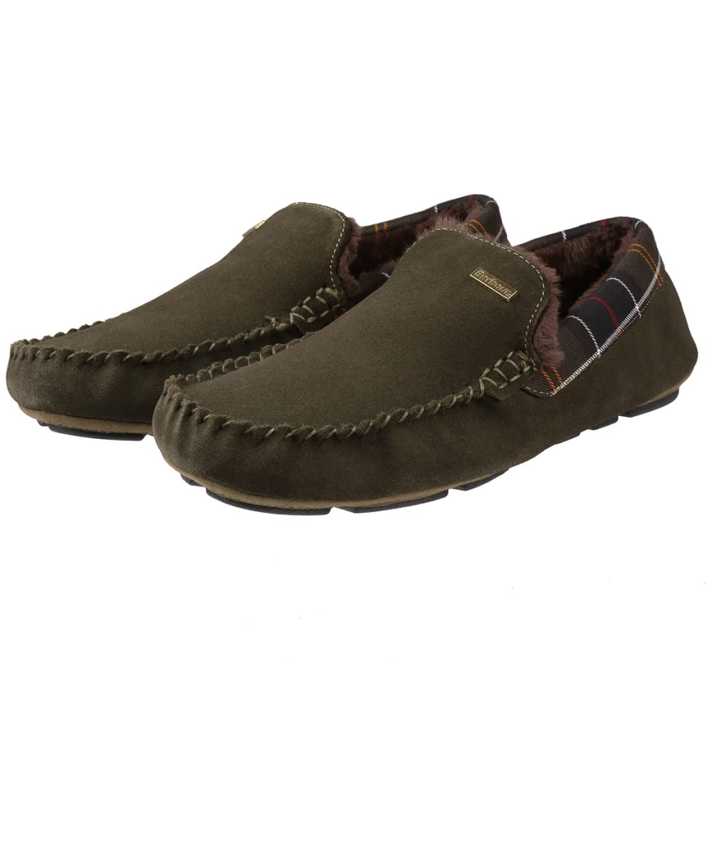 View Mens Barbour Monty House Suede Slippers Olive Suede UK 6 information