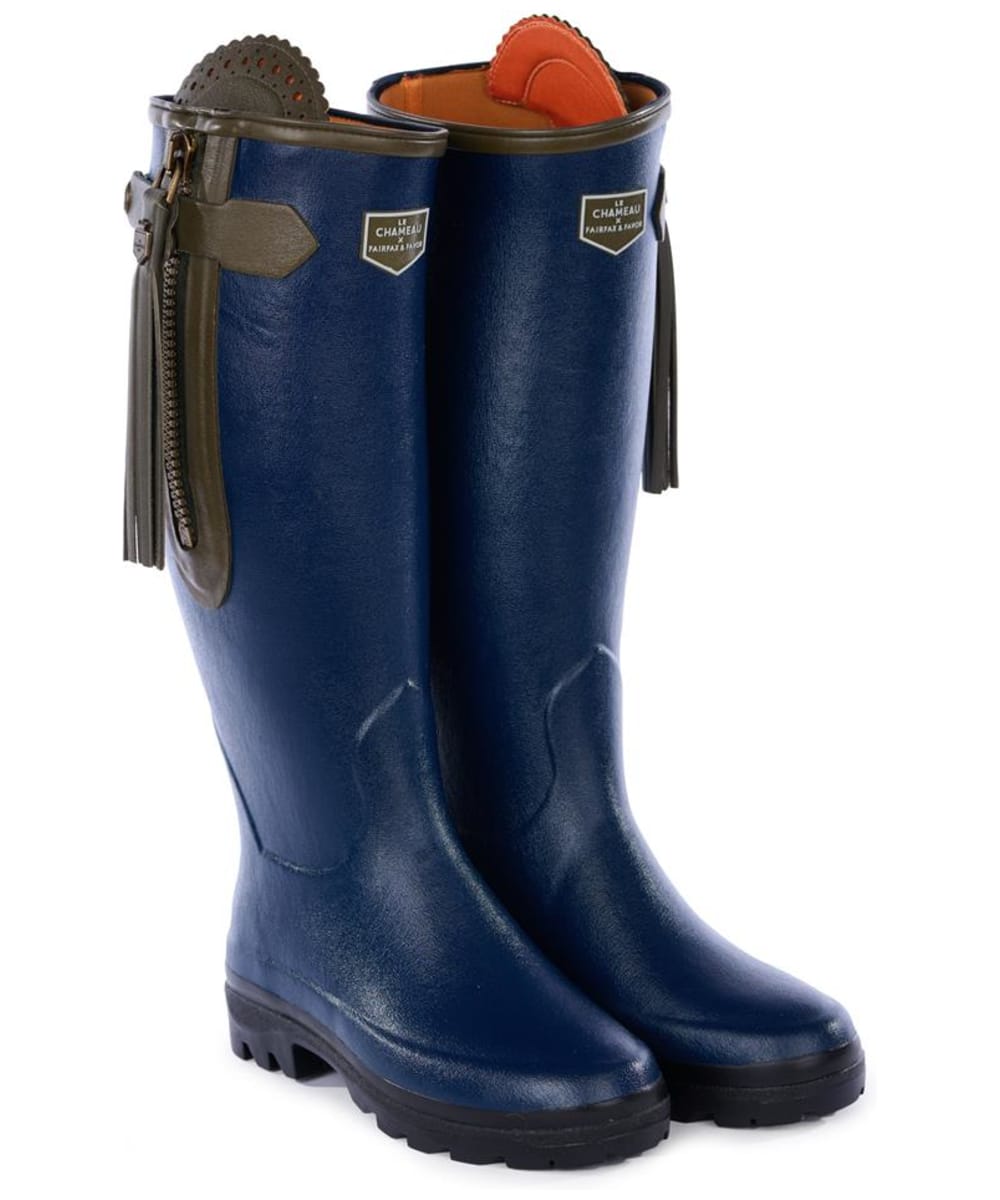 View Womens Le Chameau X Fairfax and Favor LAlliance Neo Wellington Boots Navy UK 3 information