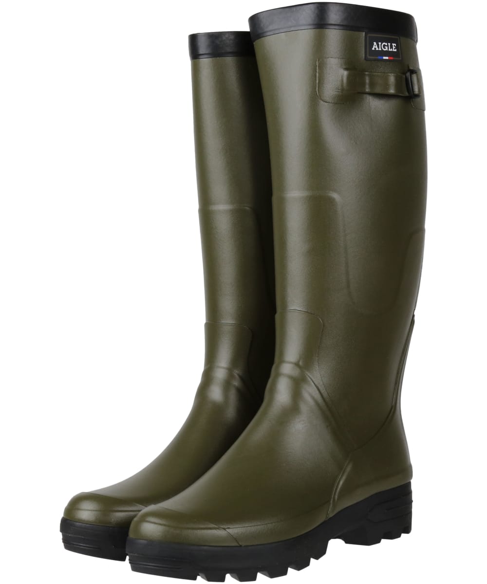 View Aigle Benyl Wide Calf Adjustable Lightweight Wellington Boots Khaki UK 13 information