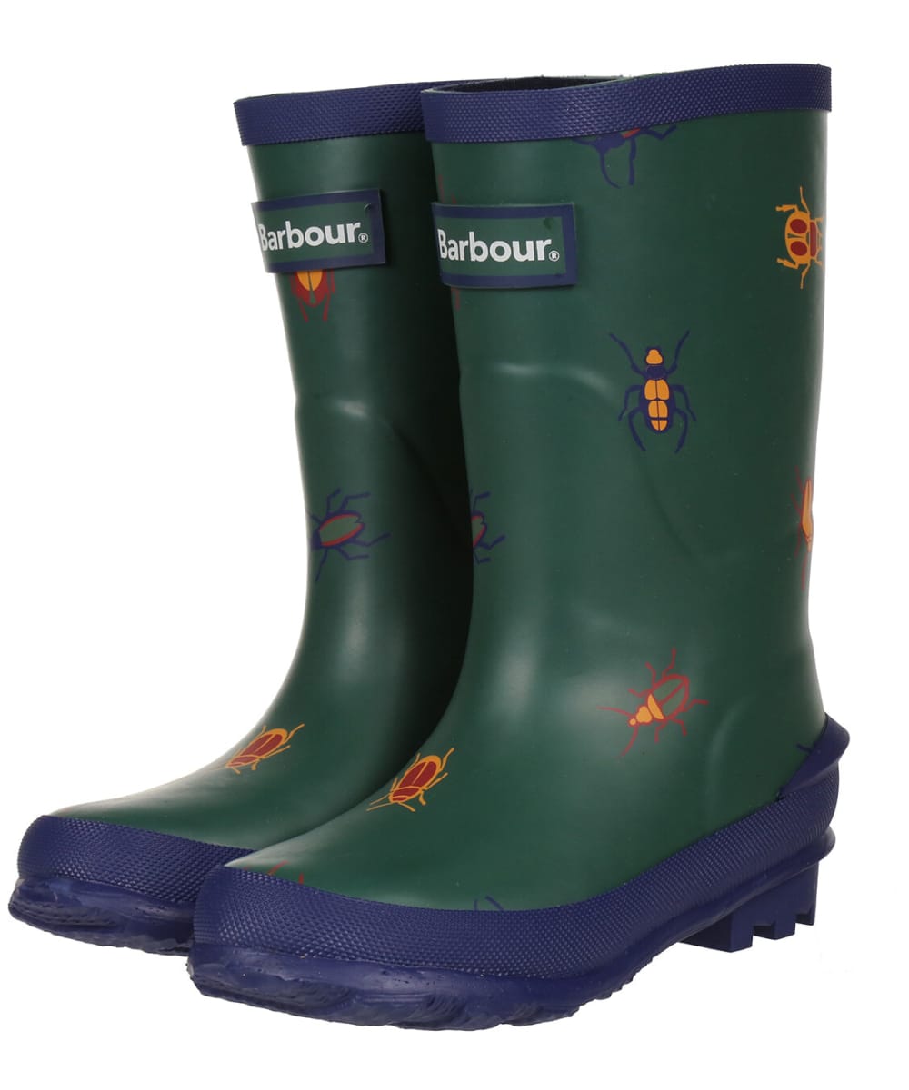 View Kids Barbour Shield Wellington Boots Navy Bugs UK 4 information
