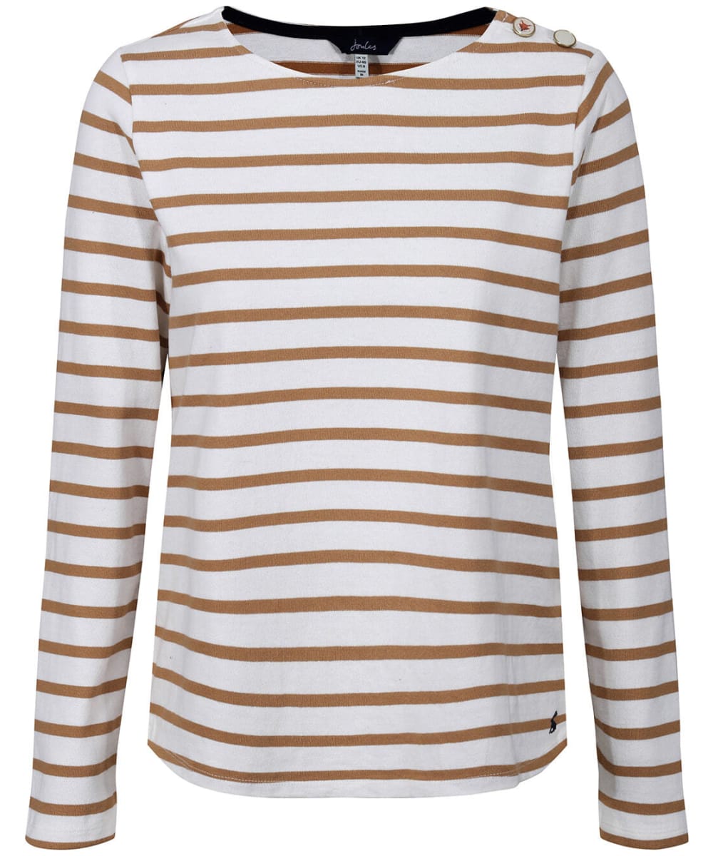 View Womens Joules Long Sleeved Aubree Graphic Top Cream Tan Stripe UK 12 information