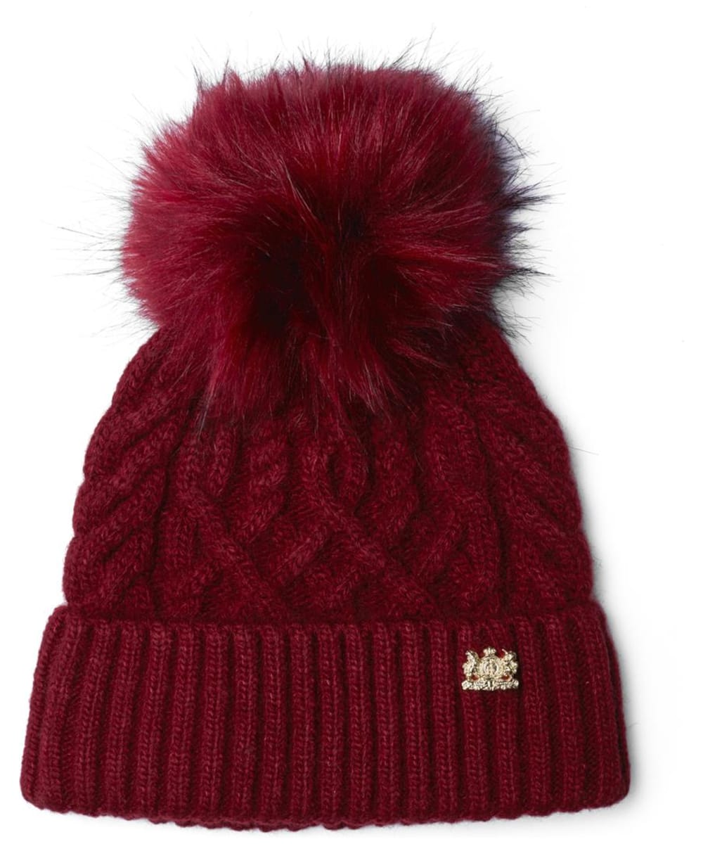 View Womens Holland Cooper Windsor Bobble Hat Burgundy One size information