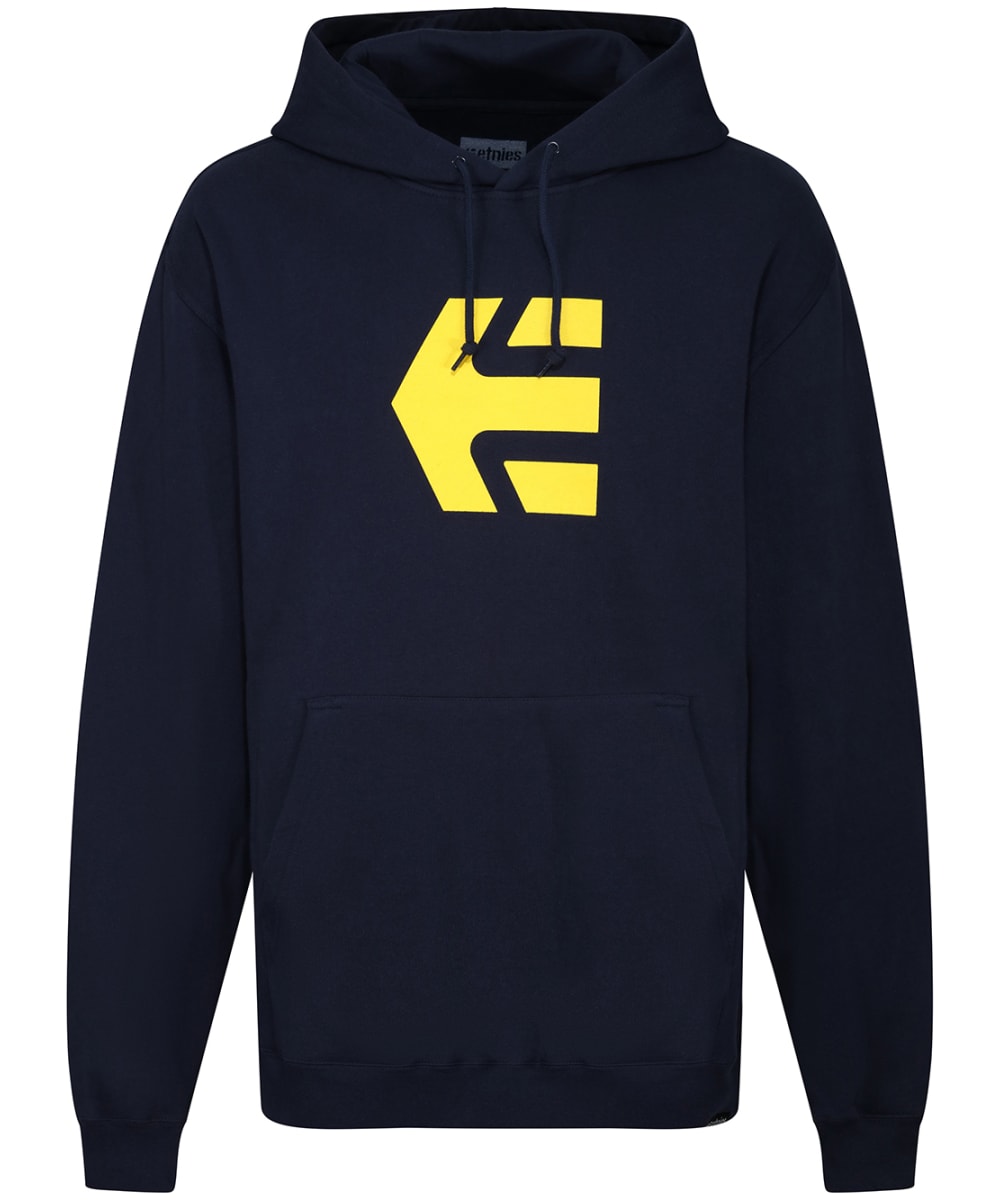 View Mens Etnies Classic Icon Cotton Blend Hoodie Navy Yellow XXL information