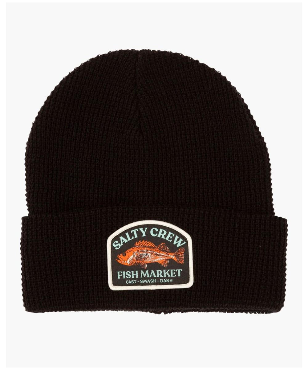 View Mens Salty Crew Coastal Knitted TurnUp Beanie Black One size information
