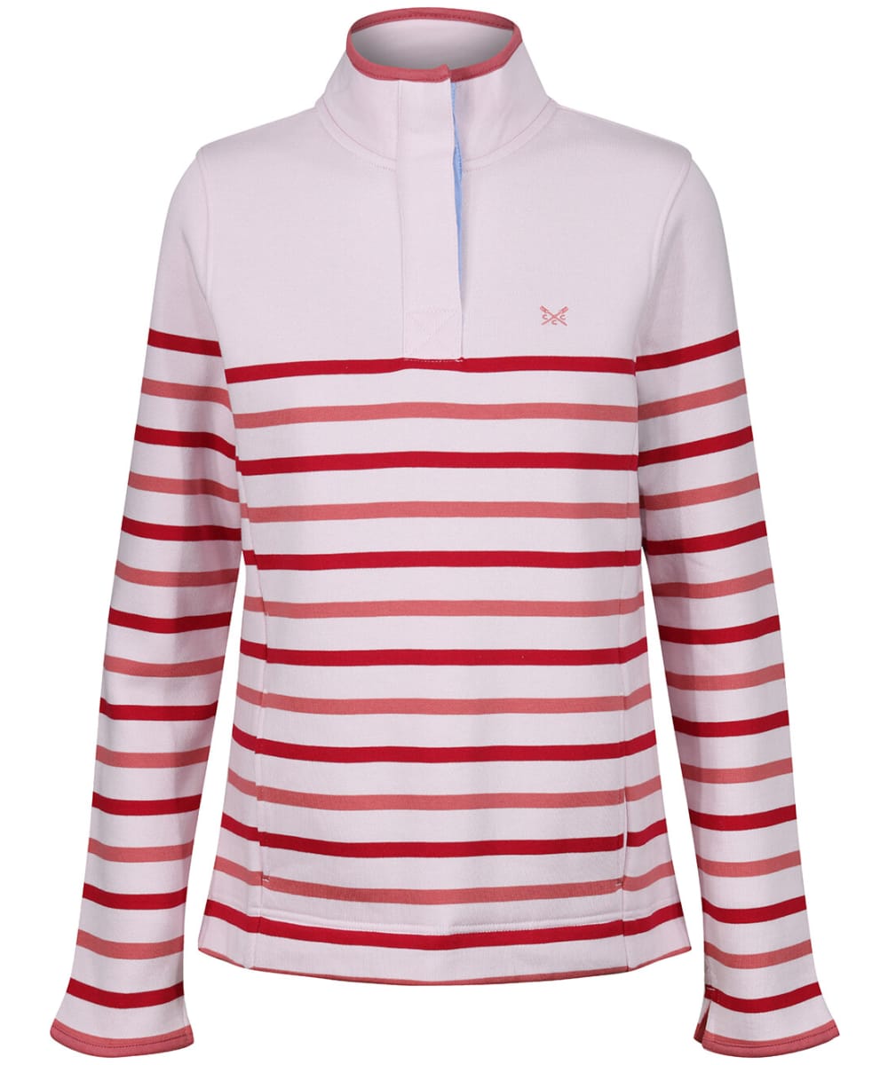 View Womens Crew Clothing Half Button Sweatshirt Lilac Stripe UK 14 information
