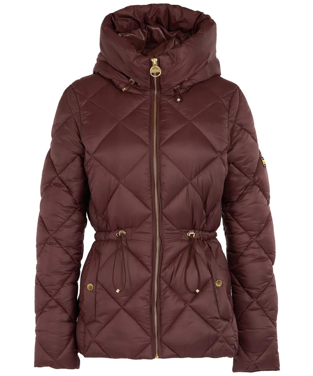 View Womens Barbour International Napier Quilted Jacket Black Cherry UK 12 information