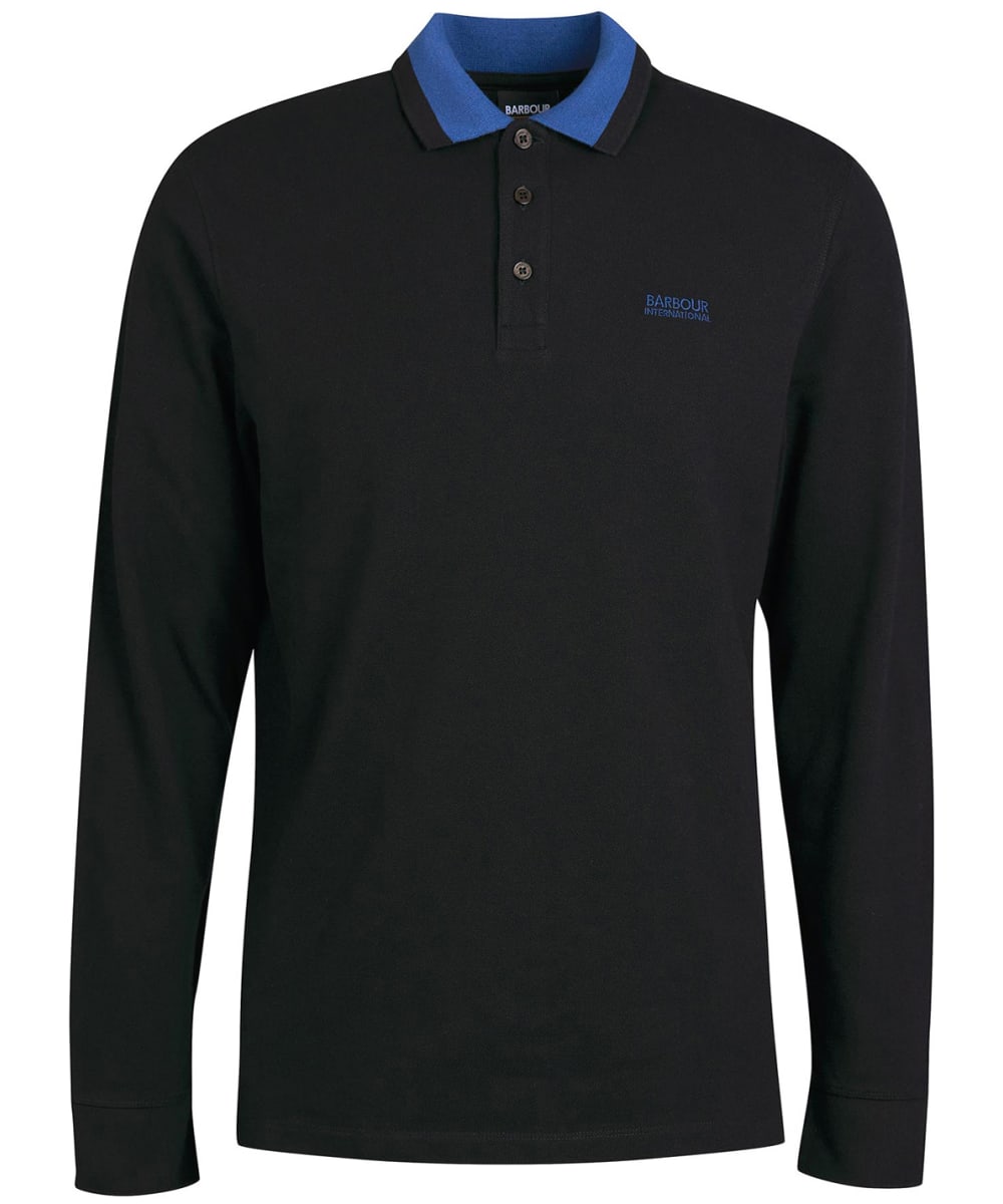 View Mens Barbour International Liquid Long Sleeve Polo Shirt Black UK M information