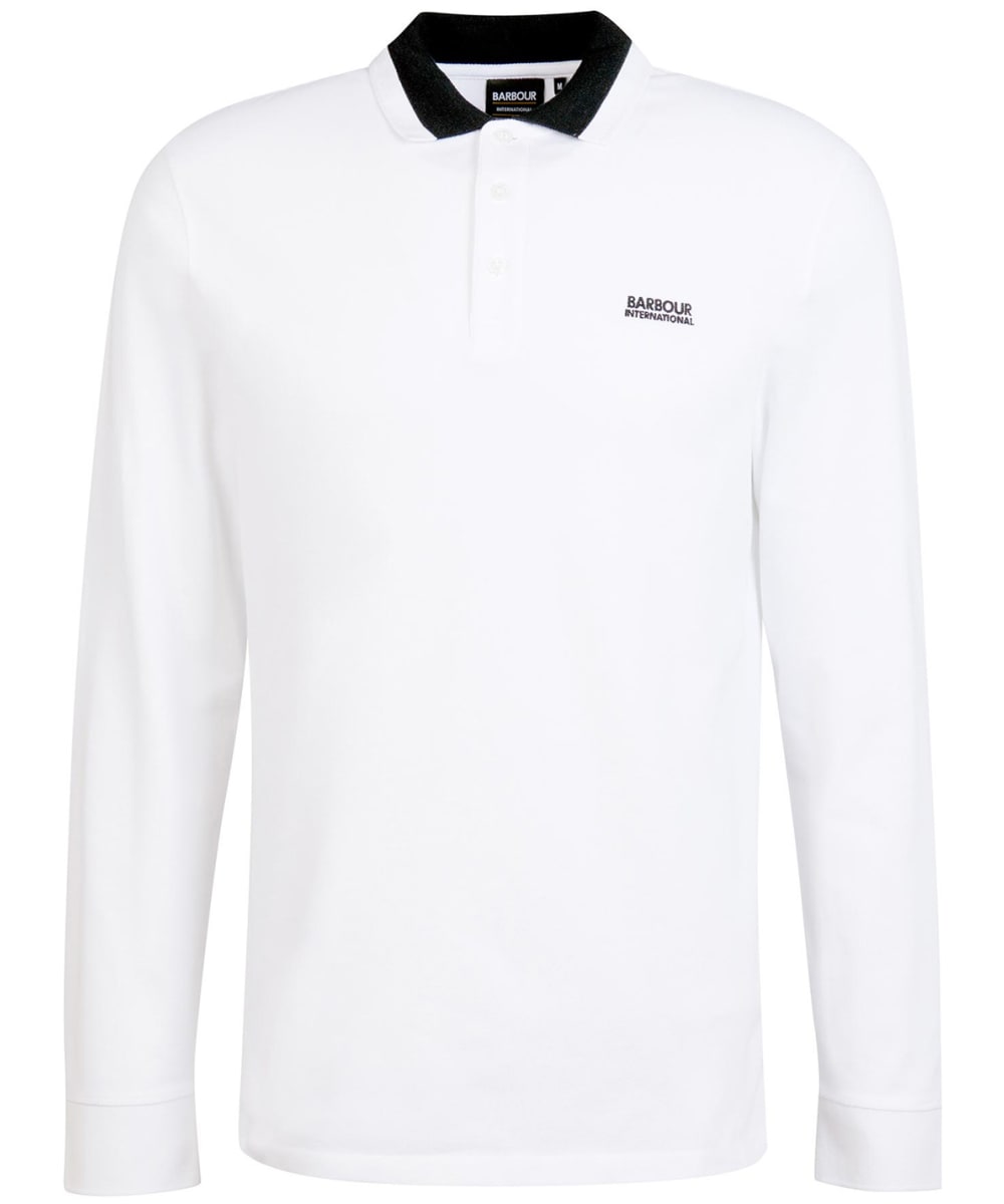 View Mens Barbour International Liquid Long Sleeve Polo Shirt White UK XL information