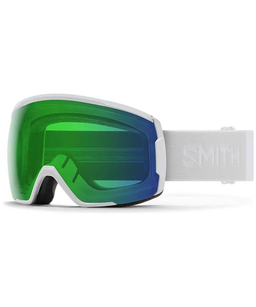 View Mens Smith Proxy Ski Snowboarding Goggles ChromaPop Everyday Green Mirror Lens White Vapor Green One size information