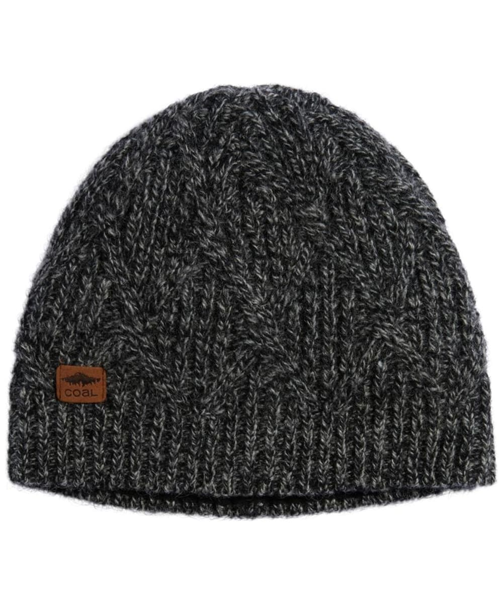 View Coal The Yukon Cable Ribbed Knit Wool Beanie Black Marl One size information