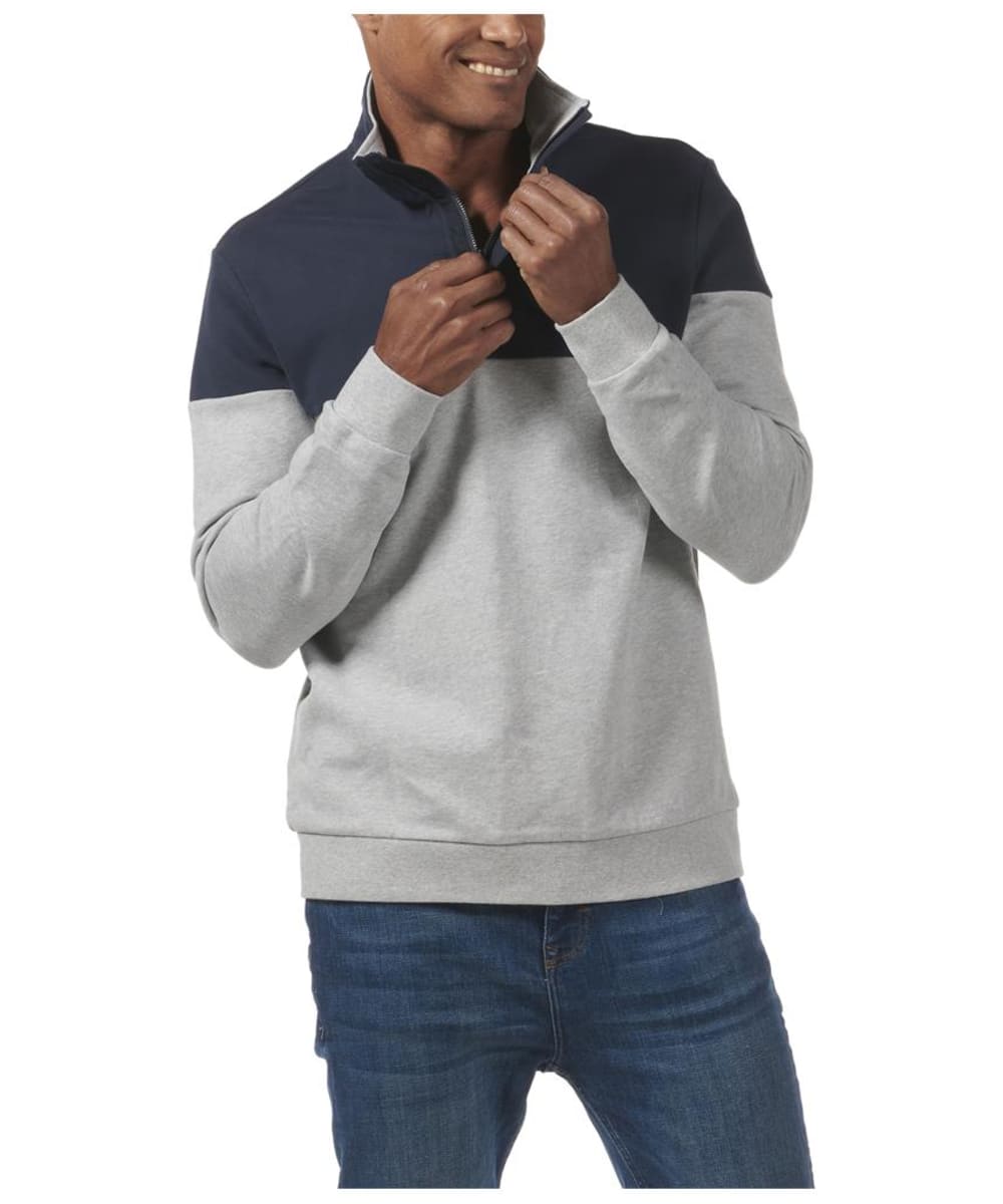 View Mens Musto Marina Zip Neck Reflective Sweater Grey Melange Navy UK XL information