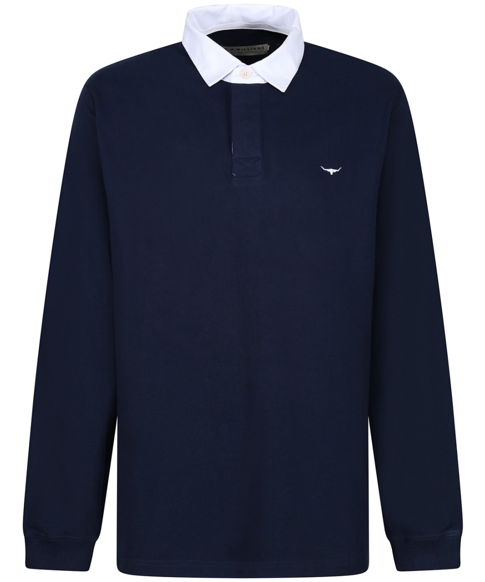 View Mens RM Williams Tweedale Rugby Shirt Navy White UK L information