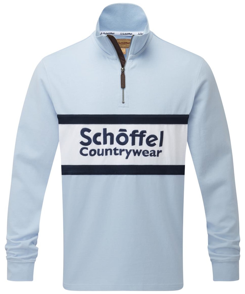 View Schoffel Exeter Heritage 14 Zip Rugby Shirt Pale Blue UK XXL information