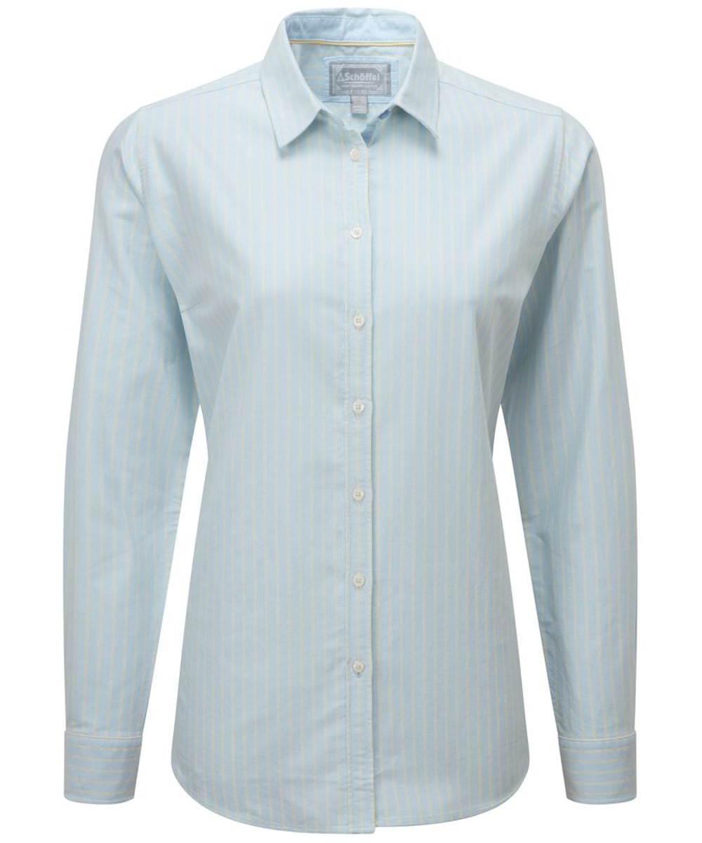 View Womens Schoffel Soft Long Sleeve Oxford Shirt Pale Blue Lemon Stripe UK 8 information