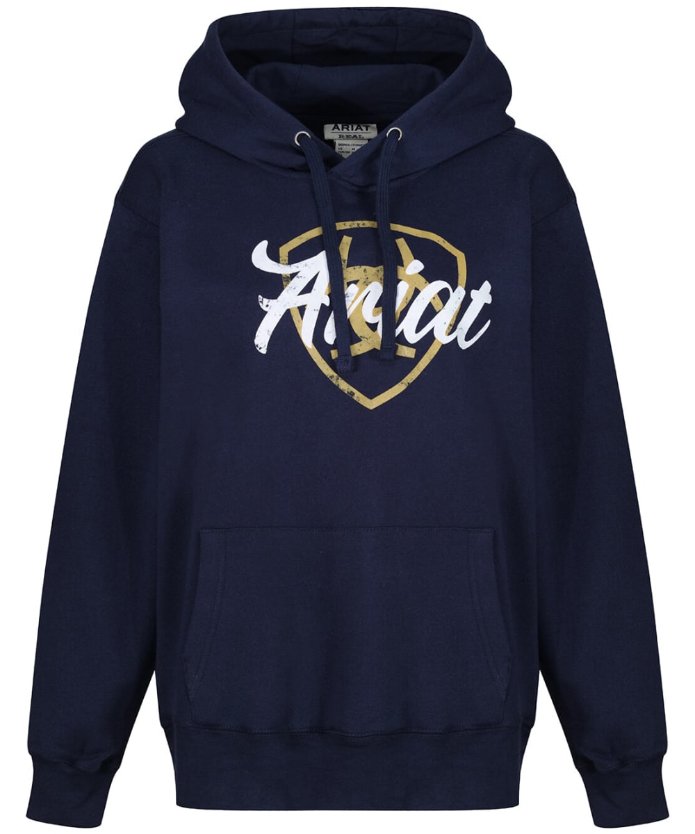 View Womens Ariat Real Shield Logo Hoody Navy Eclipse UK 810 information