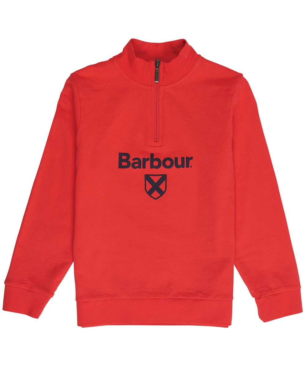 View Boys Barbour Floyd Half Zip Sweatshirt 1015yrs Risk Red L 1011yrs information