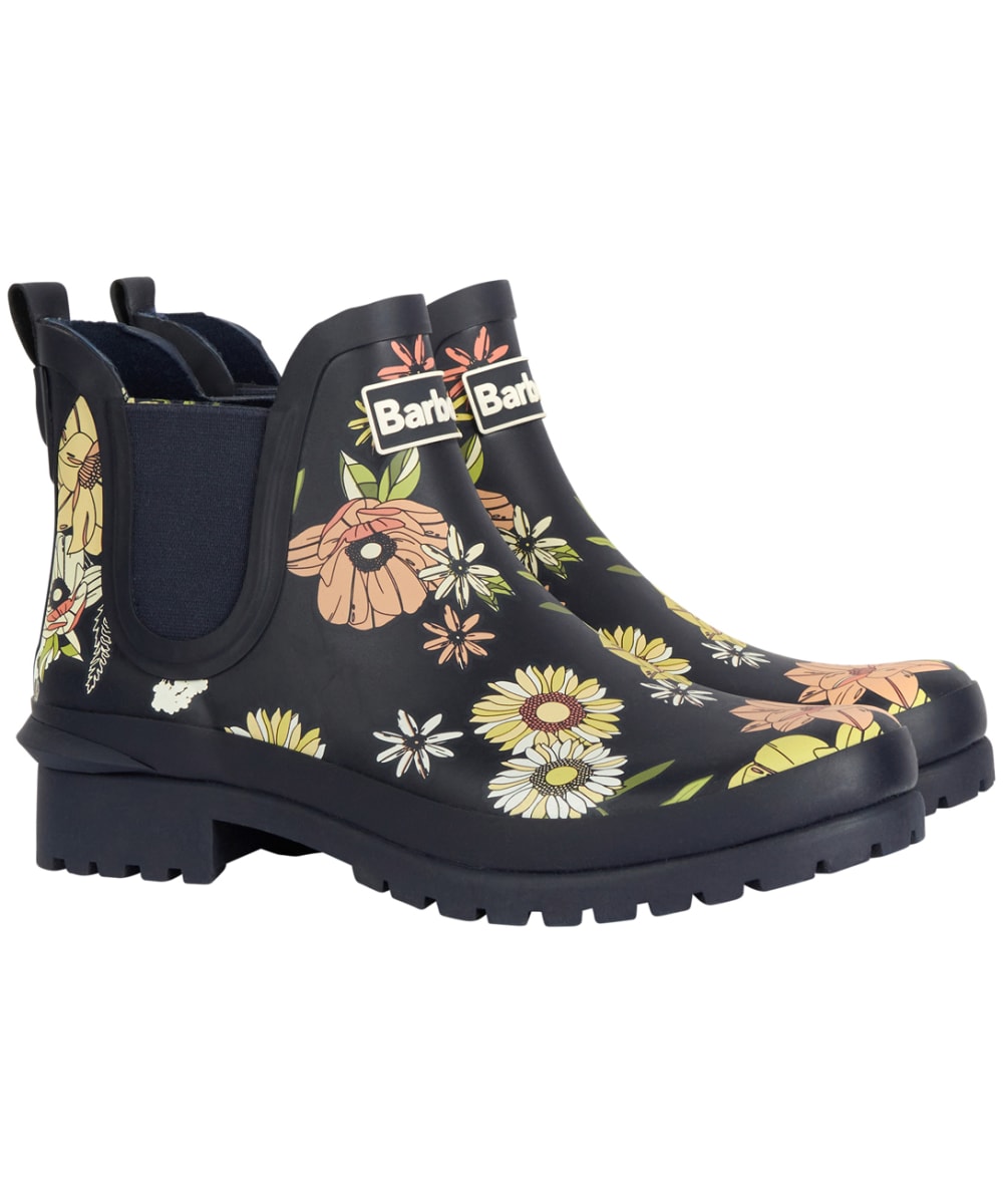 View Womens Barbour Wilton Welly Navy Floral UK 7 information