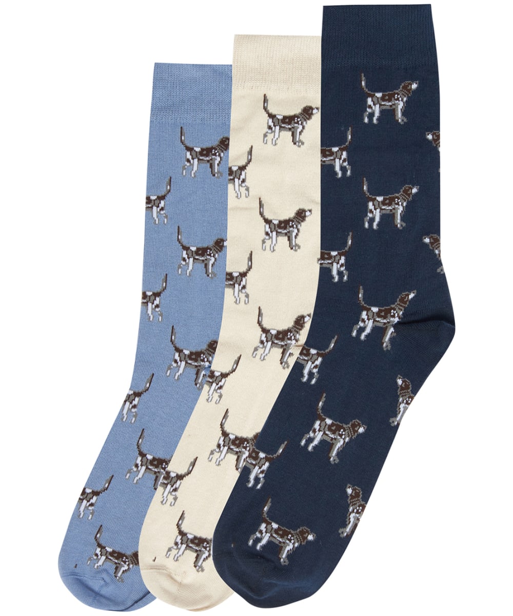 View Mens Barbour Pointer Dog Socks Gift Box Navy Cream Blue One size information