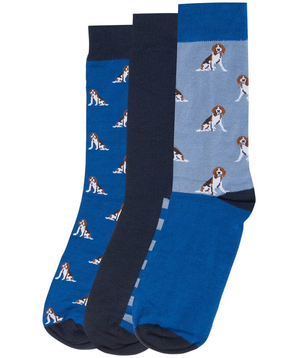 View Mens Barbour Beagle Dog Socks Gift Set Blue Beagle One size information