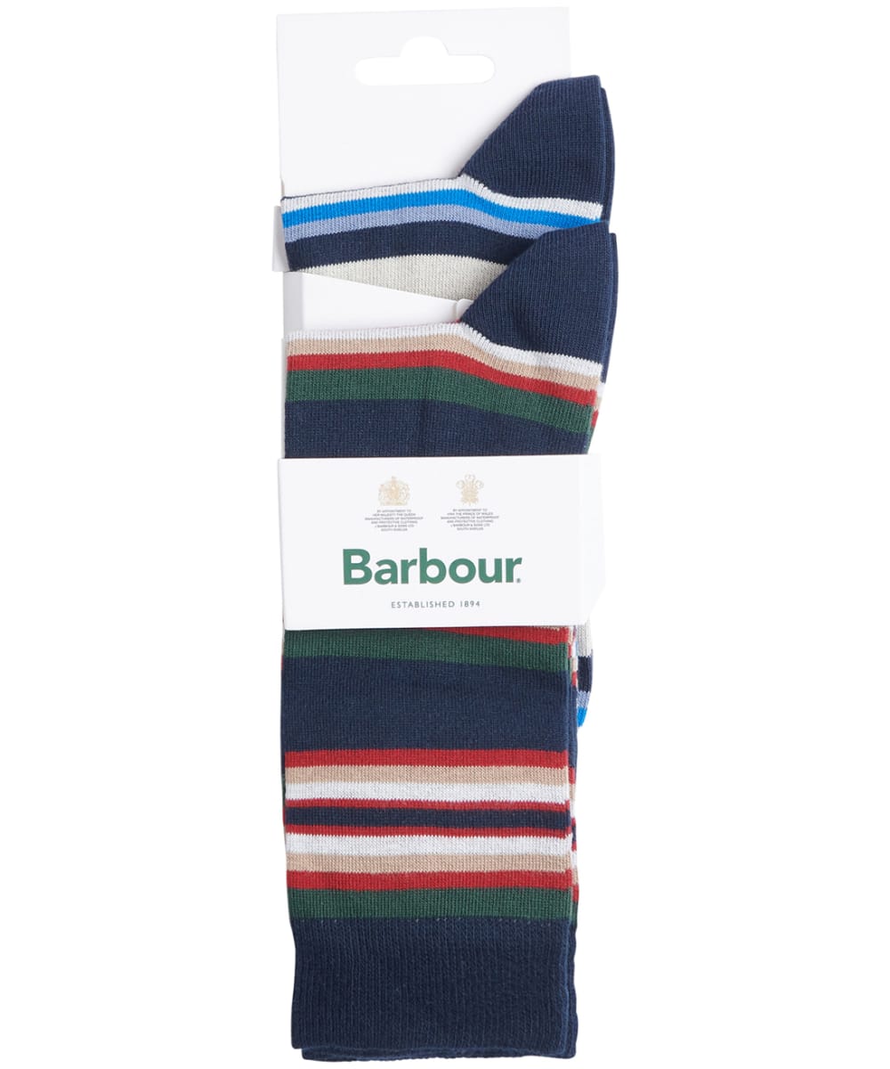 View Mens Barbour Summer Stripe Socks 2 Pack Navy Mix M 68 UK information