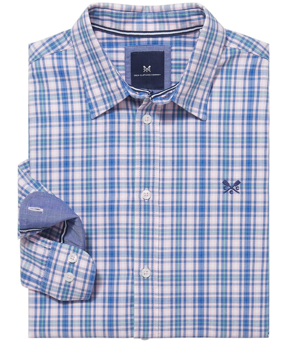 View Mens Crew Clothing Frinton Brushed Flannel Shirt Pink White Blue UK M information