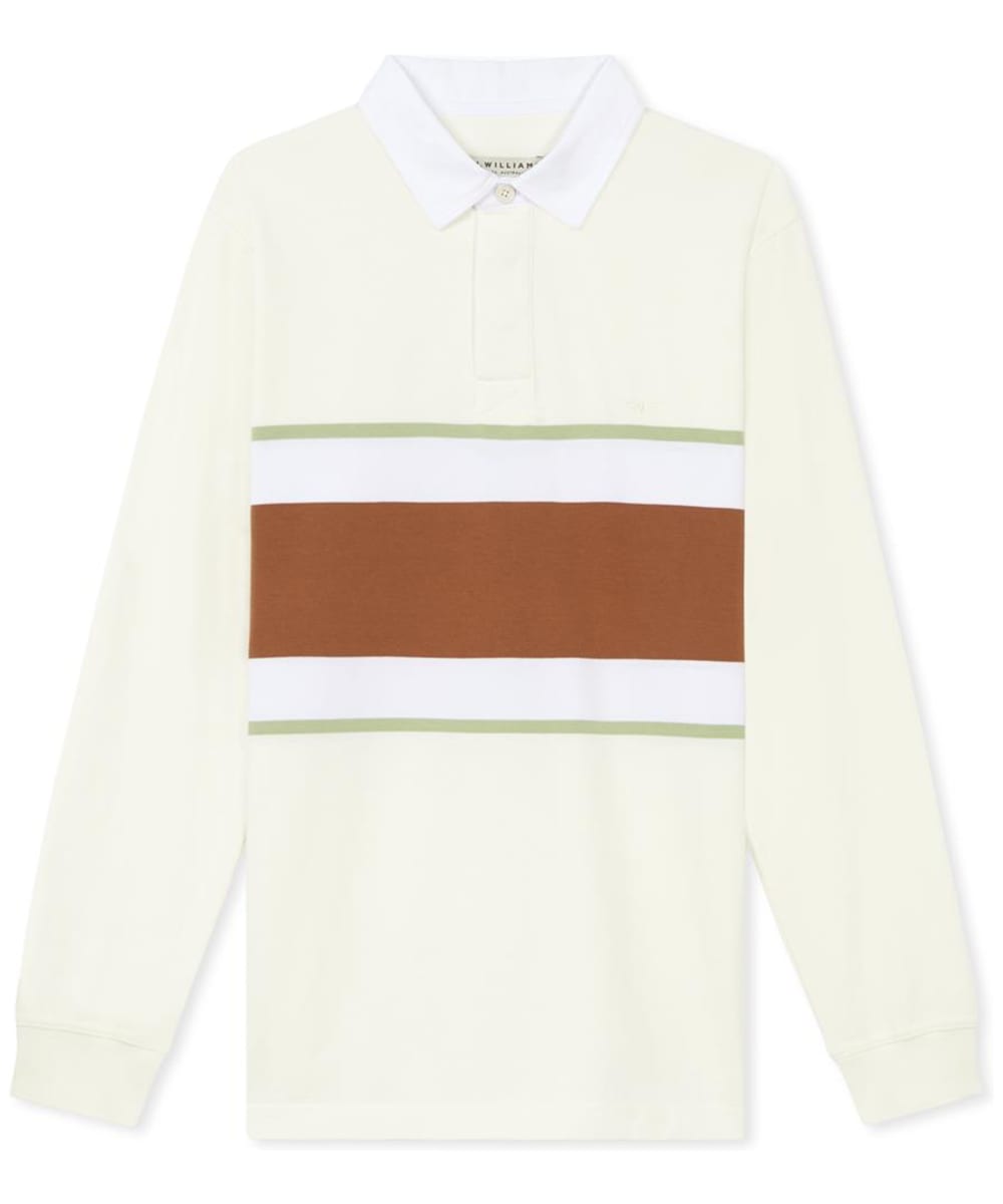 View Mens RM Williams Culburra Cotton Rugby Shirt Rust White UK L information