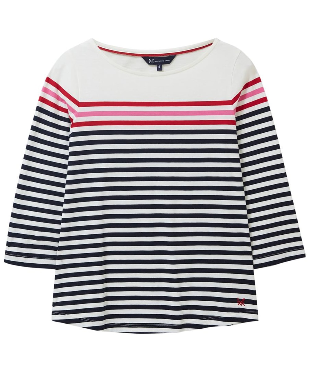 View Womens Crew Clothing Essential Breton Top White Navy Pink UK 12 information