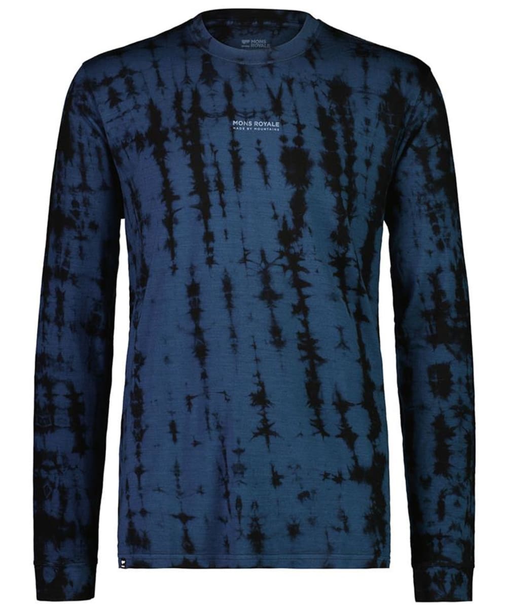 View Mens Mons Royale Icon Long Sleeve Merino Wool Blend Garment Dyed Shirt Ice Night Tiedye S information