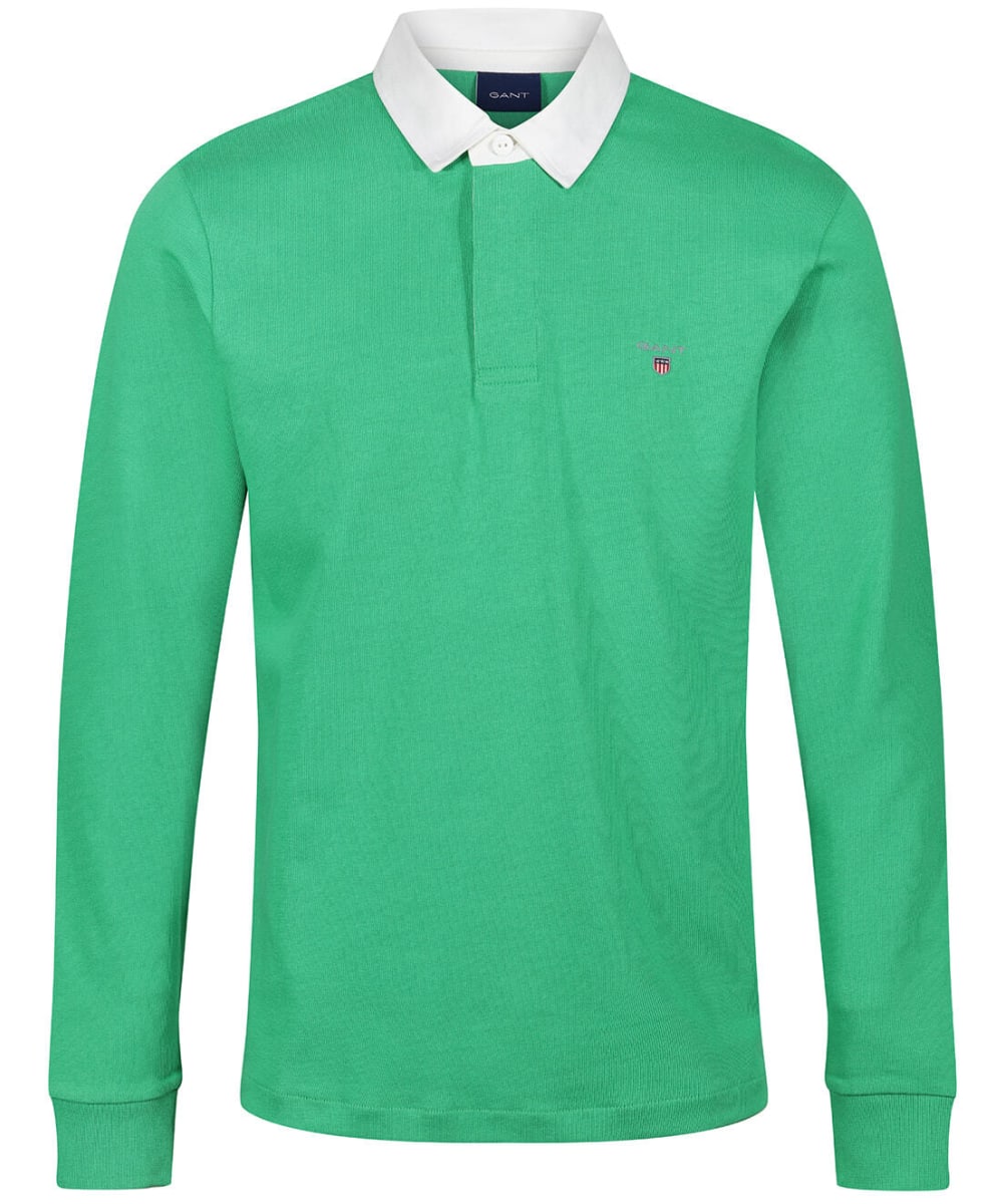 View Mens GANT Solid Heavy Rugger Polo Shirt Mid Green UK L information