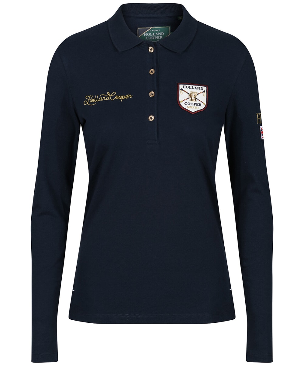 View Womens Holland Cooper Classic Long Sleeve Polo Shirt Ink Navy UK 1012 information