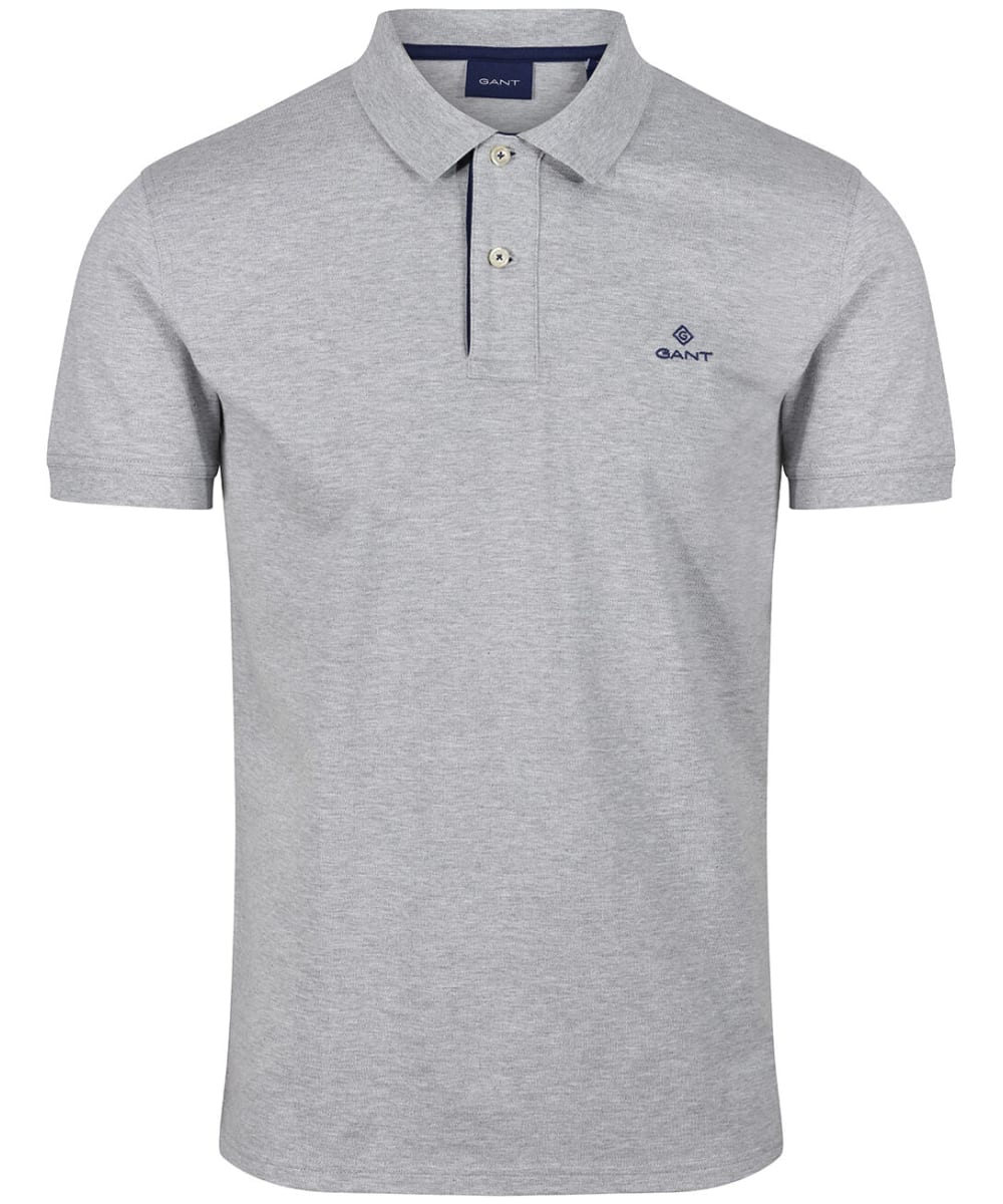 View Mens GANT Contrast Collar Short Sleeve Rugger Shirt Grey Melange UK M information