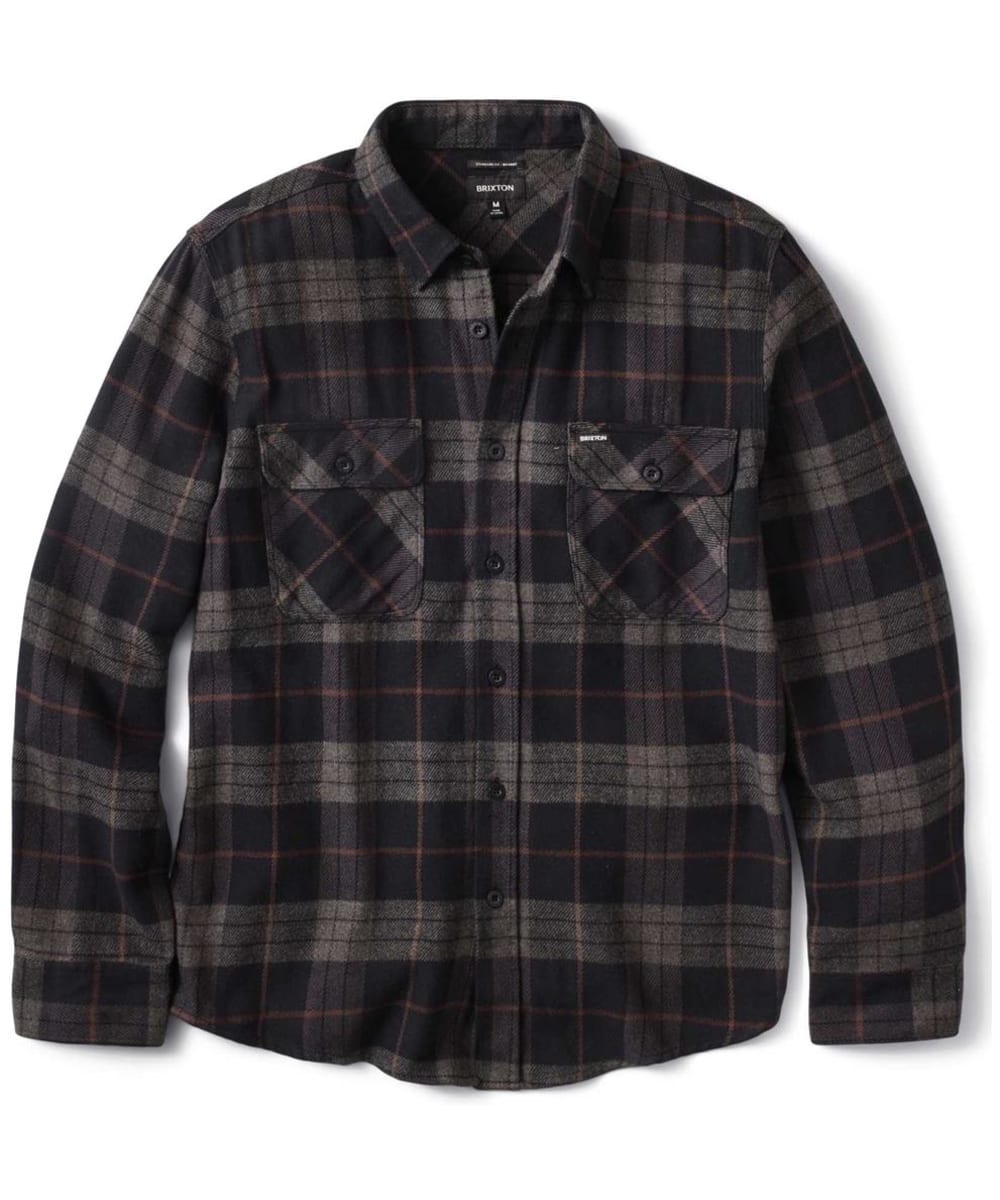 View Mens Brixton Bowery Long Sleeve Flannel Shirt Black Charcoal L information