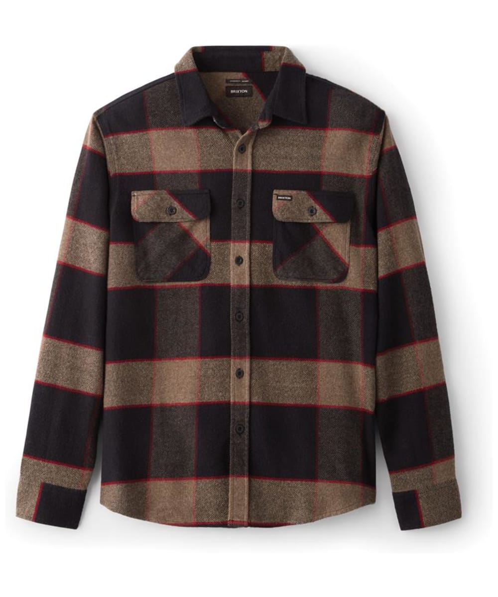 View Mens Brixton Bowery Long Sleeve Flannel Shirt Heather Grey Charcoal XL information