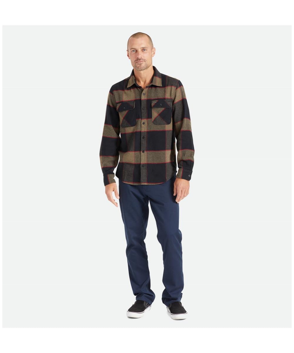 View Mens Brixton Bowery Long Sleeve Flannel Shirt Heather Grey Charcoal M information
