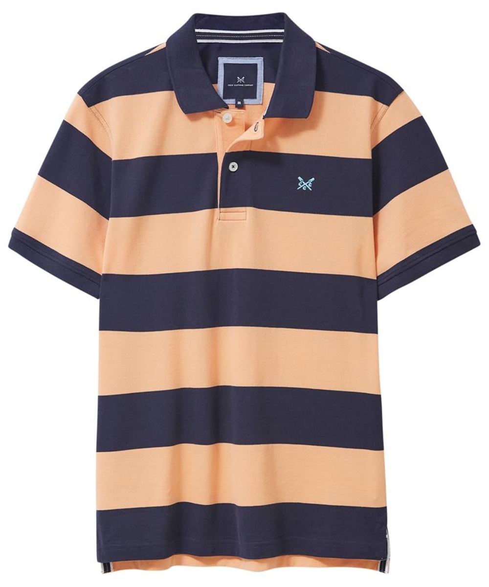 View Mens Crew Clothing Heritage Stripe Polo Coral Navy UK M information
