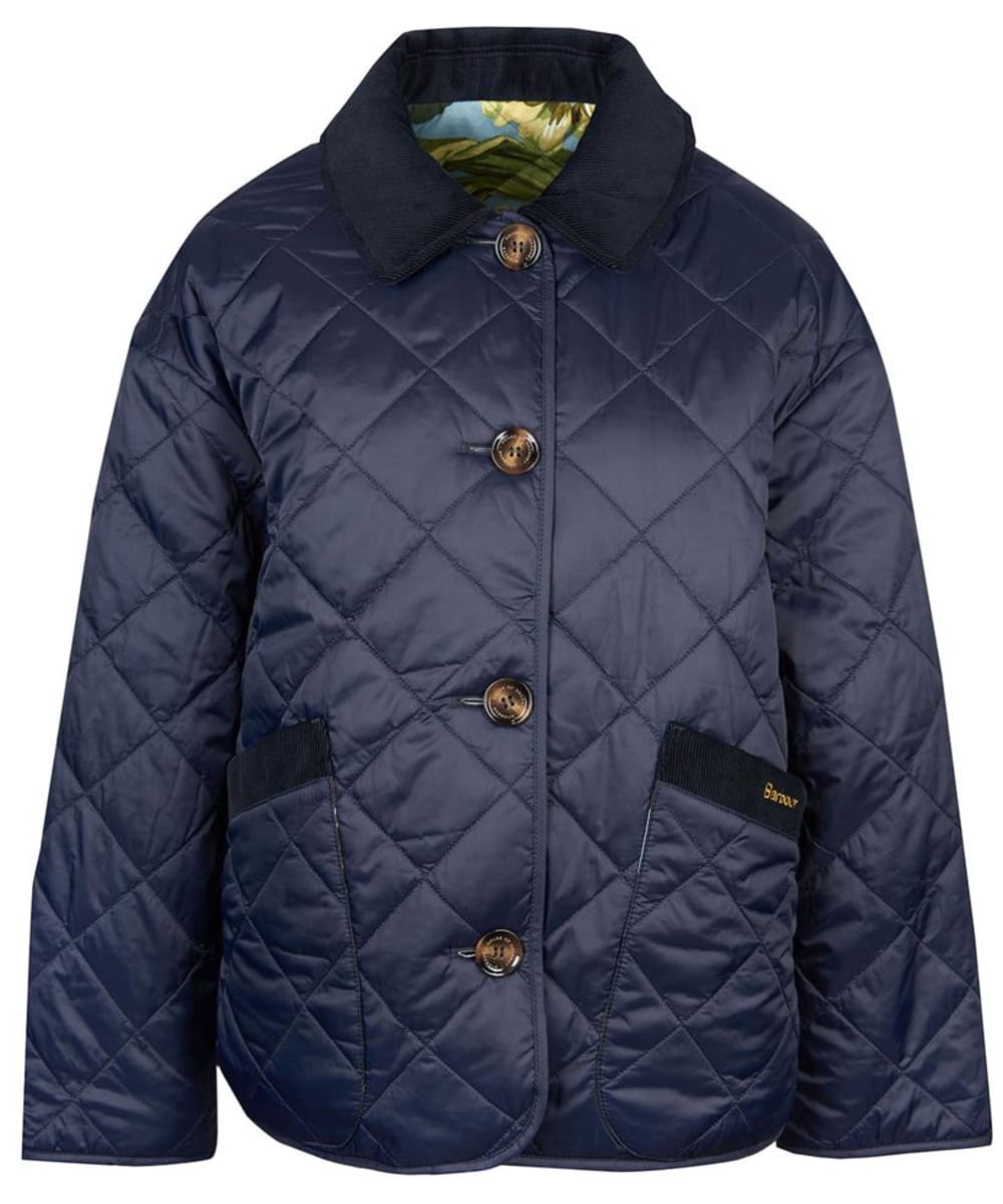 View Womens Barbour x House of Hackney Gransden Reversible Quilted Jacket Dark Navy Limerence UK 10 information