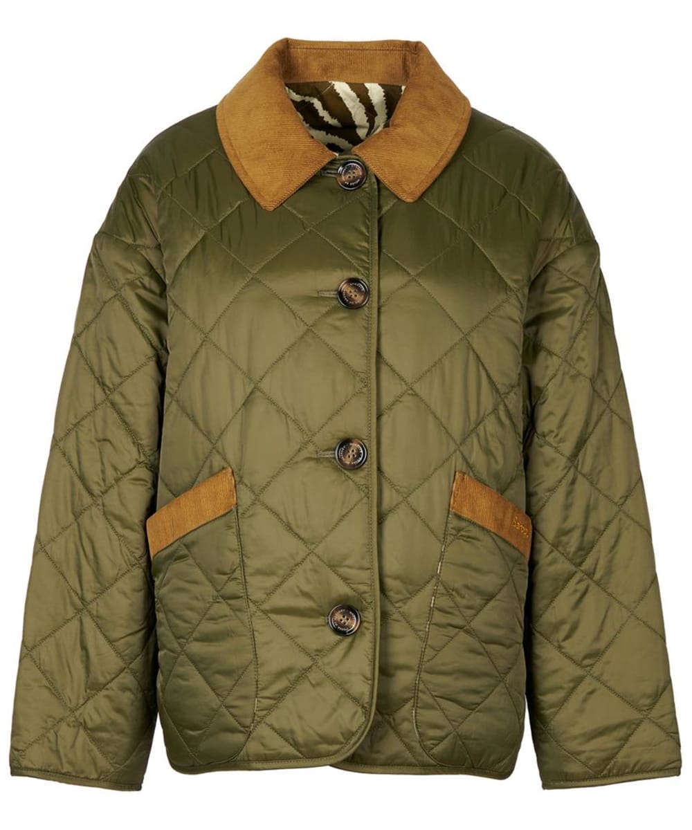 View Womens Barbour x House of Hackney Gransden Reversible Quilted Jacket Olive Equus Coconut UK 16 information