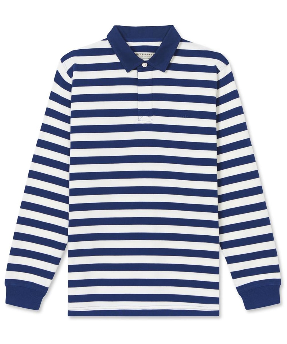 View Mens RM Williams Tweedale Striped Rugby Shirt Navy White UK XXL information