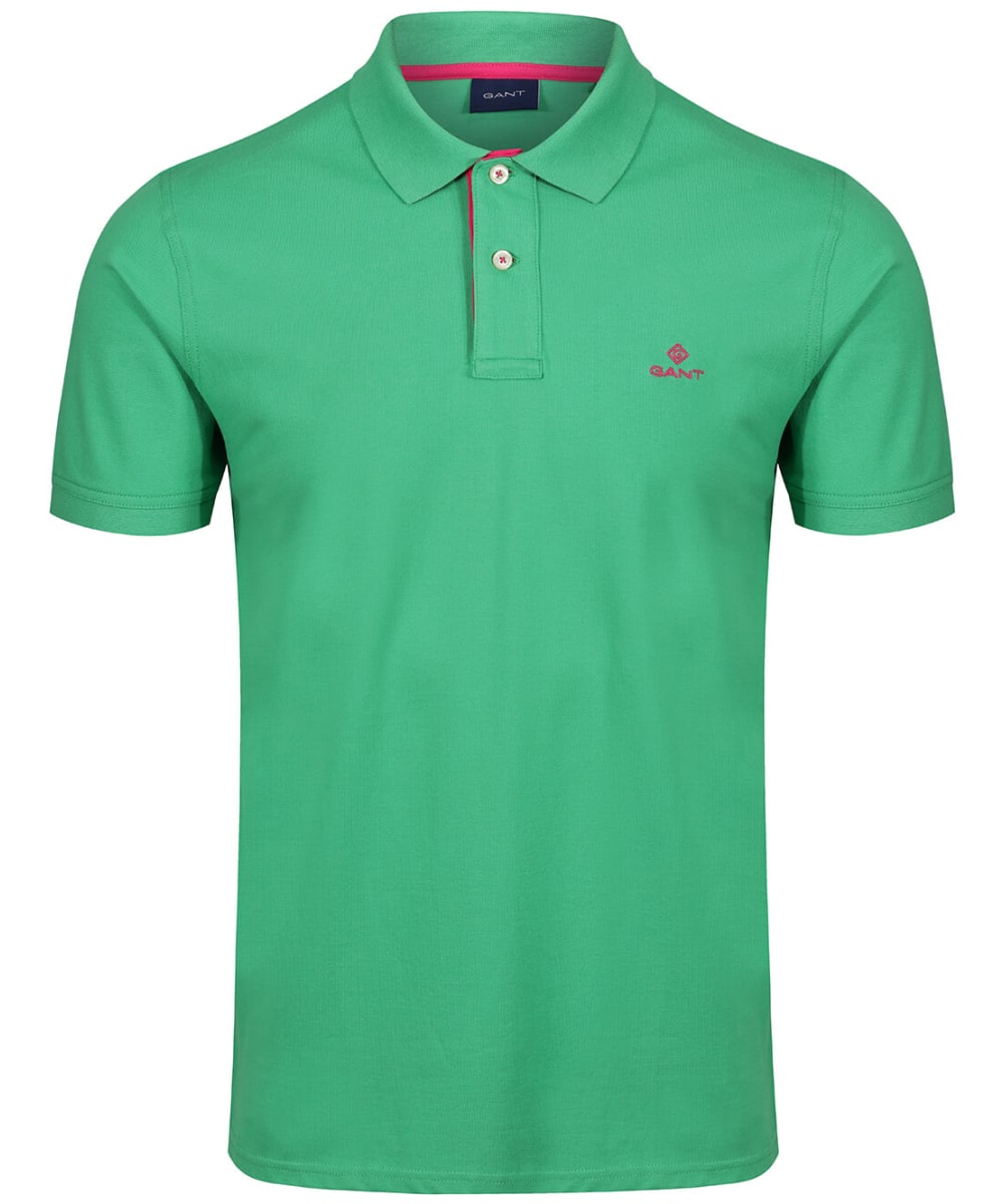 View Mens GANT Contrast Collar Short Sleeve Rugger Shirt Mid Green UK XXXL information